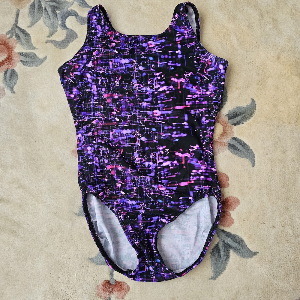 Purple and Black Patterned Swimsuit